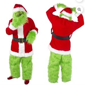 Adult  unisex The Grinch Santa Costume Halloween Chirstmas cosplay